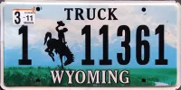 WYOMING 2011 TRUCK LICENSE PLATE