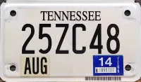 TENNESSEE 2014 MOTORCYCLE LICENSE PLATE