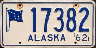ALASKA 1962 LICENSE PLATE