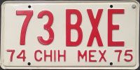CHIHUAHUA 1974-1975 TAXI LICENSE PLATE