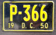 DISTRICT OF COLUMBIA 1950 LICENSE PLATE