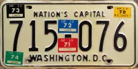 DISTRICT OF COLUMBIA 1974 LICENSE PLATE