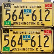 DISTRICT OF COLUMBIA 1974 LICENSE PLATE PAIR