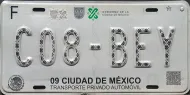 MEXICO, CUIDAD DE MEXICO (MEXICO CITY) 2019 LICENSE PLATE - B