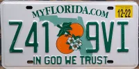FLORIDA 2022 IN GOD WE TRUST LICENSE PLATE - A