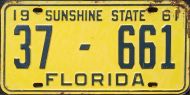 FLORIDA 1961 LICENSE PLATE