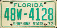 FLORIDA 1973 LICENSE PLATE - B