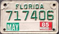 FLORIDA 1985 MOTORCYCLE LICENSE PLATE
