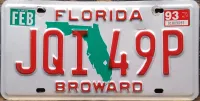 FLORIDA 1993 GREEN MAP LICENSE PLATE
