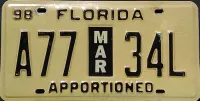 FLORIDA 1998 APPORTIONED TRUCK LICENSE PLATE