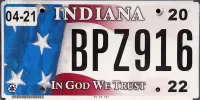 INDIANA 2020 IN GOD WE TRUST LICENSE PLATE