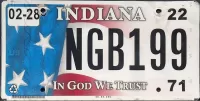 INDIANA 2022 IN GOD WE TRUST LICENSE PLATE