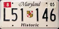MARYLAND 2005 HISTORIC LICENSE PLATE