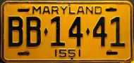 MARYLAND 1955 LICENSE PLATE