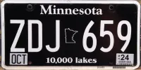 MINNESOTA 2024 BLACK LICENSE PLATE