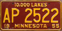 MINNESOTA 1955 LICENSE PLATE