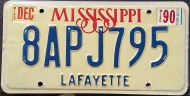 MISSISSIPPI 1990 TRUCK LICENSE PLATE - A