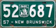 NEW BRUNSWICK 1957 LICENSE PLATE
