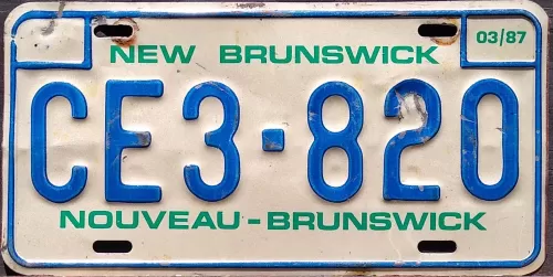 NEW BRUNSWICK 1987 COMMERCIAL LICENSE PLATE