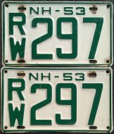 NEW HAMPSHIRE 1953 LICENSE PLATE PAIR