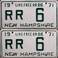 NEW HAMPSHIRE 1971 LICENSE PLATE PAIR