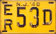 NEW JERSEY 1948 LICENSE PLATE