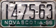 NOVA SCOTIA 1956 LICENSE PLATE