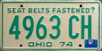 OHIO 1975 LICENSE PLATE
