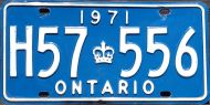 ONTARIO 1971 LICENSE PLATE