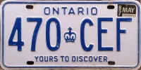 ONTARIO 1987 LICENSE PLATE