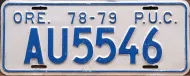 OREGON 1978-1979 PUC LICENSE PLATE