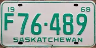 SASKATCHEWAN 1968 FARM TRUCK LICENSE PLATE