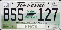 TENNESSEE 2021 IN GOD WE TRUST LICENSE PLATE - B