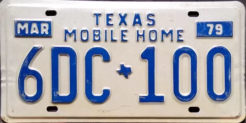 TEXAS 1979 MOBILE HOME LICENSE PLATE