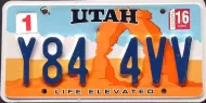 UTAH 2016 LIFE ELEVATED ARCH LICENSE PLATE