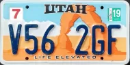 UTAH 2019 LIFE ELEVATED ARCH LICENSE PLATE