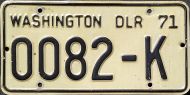 WASHINGTON 1971 DEALER LICENSE PLATE 