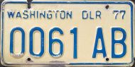 WASHINGTON 1977 DEALER LICENSE PLATE - B