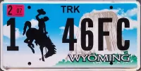 WYOMING 2007 TRUCK LICENSE PLATE