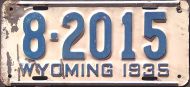 WYOMING 1935 LICENSE PLATE